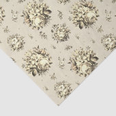 Elegante  Beige Cream Rozen Bloemenpatroon Tissuepapier (Detail)