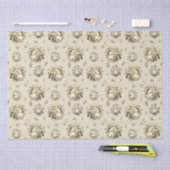 Elegante  Beige Cream Rozen Bloemenpatroon Tissuepapier (Craft)