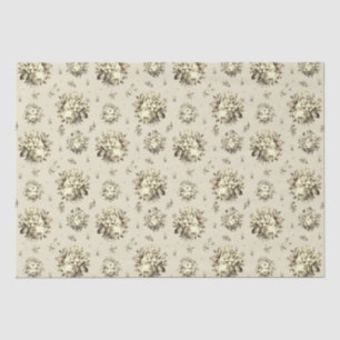 Elegante Beige Cream Rozen Bloemenpatroon Tissuepapier