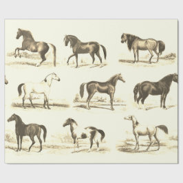Elegante  Beige Cream Toile Horse rassen Cadeaupapier