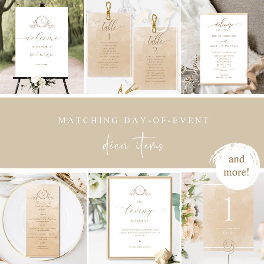 Elegante Beige Crème Monogram Calligrafie Save The Date