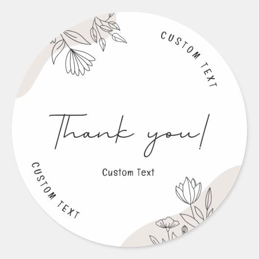 Elegante Beige Custom Text Tank U Ronde Sticker (Voorkant)