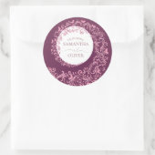Elegante Beige Damask Wedding Ronde Sticker (Tas)