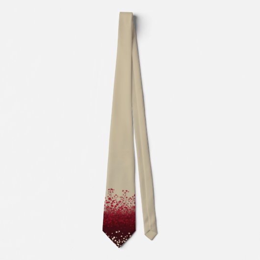 Elegante beige en bordeauxrode bloemengradient her stropdas (Voorkant)