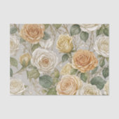 Elegante  beige en crème Rozen Tissuepapier (Voorkant)