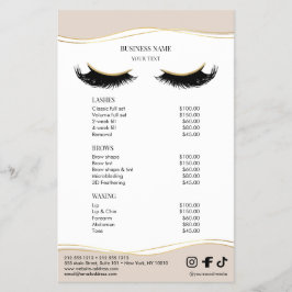 Elegante Beige en Goud Salon Prijslijst Menu