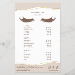 Elegante Beige en Goud Salon Prijslijst Menu
