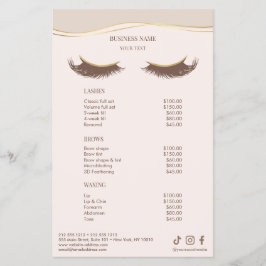 Elegante Beige en Goud Salon Prijslijst Menu