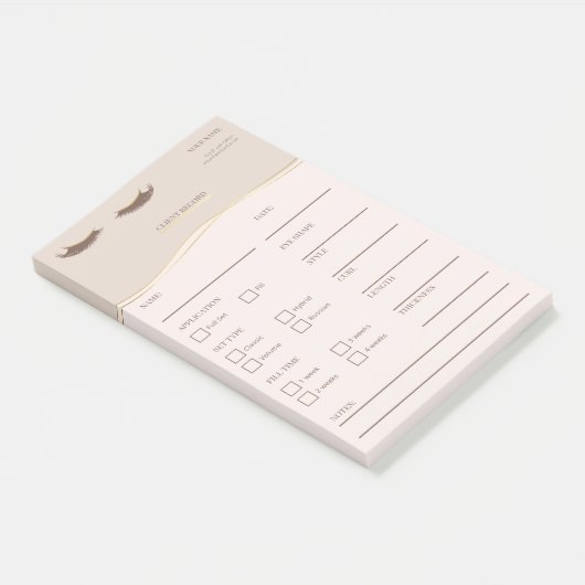 Elegante beige en gouden Lash Client Post-it® Note (Schuin)