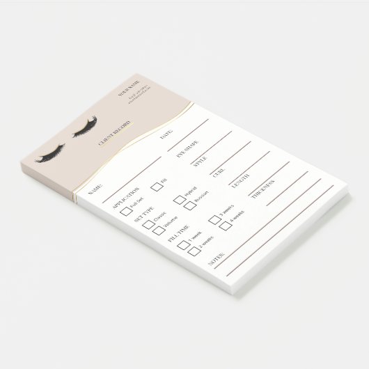 Elegante beige en gouden Lash Client Post-it® Note (Schuin)