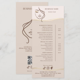 Elegante Beige en Gouden Salon Prijslijst Menu