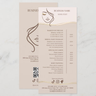 Elegante Beige en Gouden Salon Prijslijst Menu