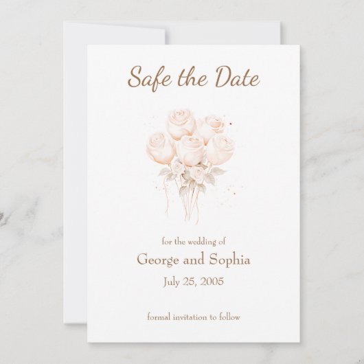 Elegante beige en gouden veilig de datum kaart (Voorkant)