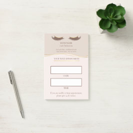 Elegante beige en gouden wimperafspraak post-it® notes