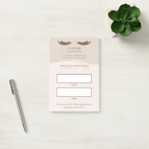 Elegante beige en gouden wimperafspraak post-it® notes