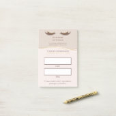 Elegante beige en gouden wimperafspraak post-it® notes (Op bureau)