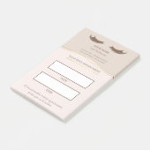 Elegante beige en gouden wimperafspraak post-it® notes (Schuin)