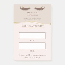 Elegante beige en gouden wimperafspraak post-it® notes
