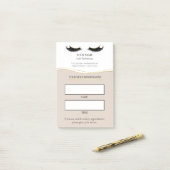 Elegante beige en gouden wimperafspraak post-it® notes (Op bureau)