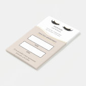 Elegante beige en gouden wimperafspraak post-it® notes (Schuin)