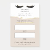 Elegante beige en gouden wimperafspraak post-it® notes (Voorkant)