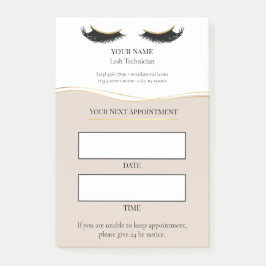 Elegante beige en gouden wimperafspraak post-it® notes