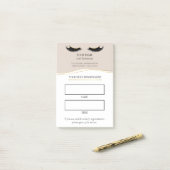 Elegante beige en gouden wimperafspraak post-it® notes (Op bureau)
