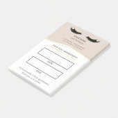 Elegante beige en gouden wimperafspraak post-it® notes (Schuin)