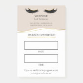 Elegante beige en gouden wimperafspraak post-it® notes (Voorkant)