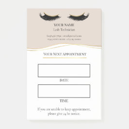 Elegante beige en gouden wimperafspraak post-it® notes