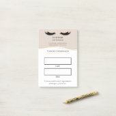 Elegante beige en gouden wimperafspraak post-it® notes (Op bureau)
