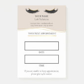 Elegante beige en gouden wimperafspraak post-it® notes (Voorkant)