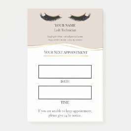 Elegante beige en gouden wimperafspraak post-it® notes