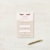 Elegante beige en gouden wimperafspraak post-it® notes (Op bureau)