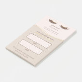 Elegante beige en gouden wimperafspraak post-it® notes (Schuin)