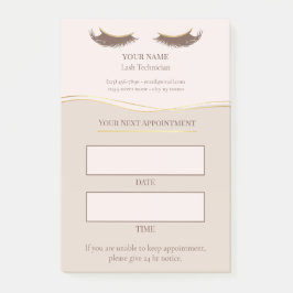 Elegante beige en gouden wimperafspraak post-it® notes