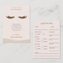 Elegante Beige en gouden wimpers klant registratie Visitekaartje