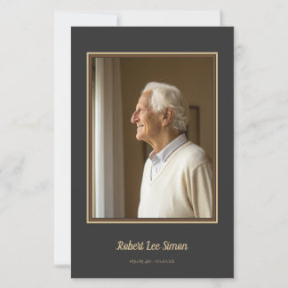 Elegante beige en houtskool gedenkfoto begrafenis