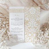 Elegante Beige en Ivoren Bloemen Wedding Menu Kaar Kaart