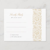 Elegante Beige en Ivoren Bloemen Wedding RSVP Kaar Informatiekaartje (Voorkant)