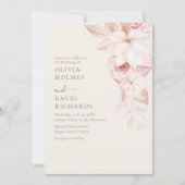 Elegante Beige en Roze Rozen Bruiloft Uitnodiging (Voorkant)