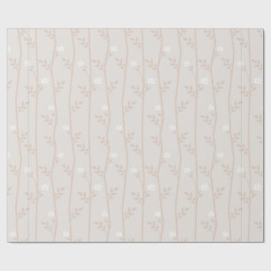 Elegante beige en witte botanische wijnstok cadeaupapier