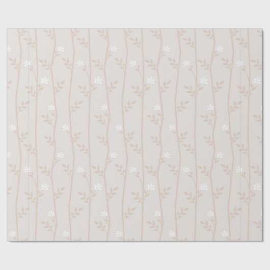 Elegante beige en witte botanische wijnstok cadeaupapier (Vlak)