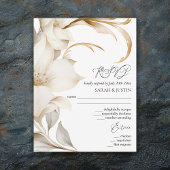 Elegante Beige en Witte Waterverf Bloemenbruiloft RSVP Kaartje