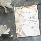 Elegante Beige en Witte Waterverf Bloemenbruiloft RSVP Kaartje