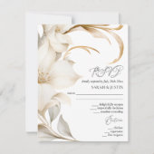 Elegante Beige en Witte Waterverf Bloemenbruiloft RSVP Kaartje (Voorkant)