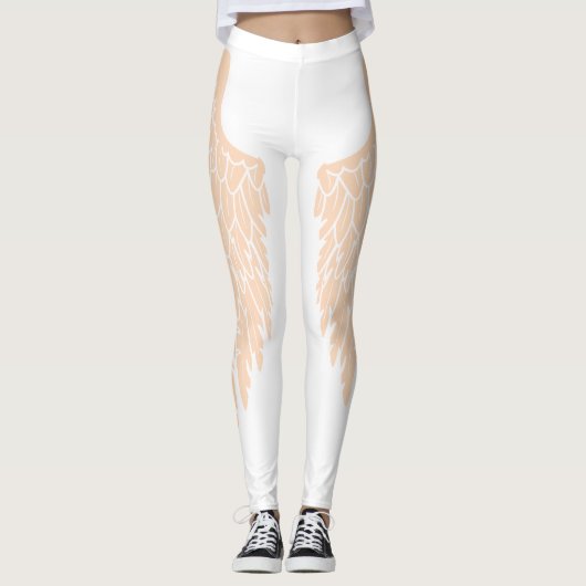 Elegante Beige Engel Wings Leggings (Voorkant)