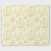 Elegante  Beige Equestrian Floral Toile Cadeaupapier (Vlak)