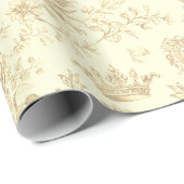 Elegante  Beige Equestrian Floral Toile Cadeaupapier (Rol Hoek)