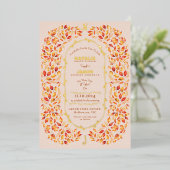 Elegante Beige Fall verlaat rustieke Boho-bruiloft Folie Uitnodiging (Staand Voorkant)